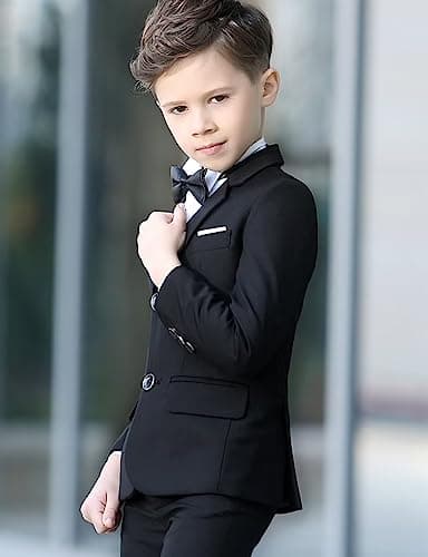 YuanLu Boys Colorful Formal Suits 5 Piece Slim Fit Dresswear Suit Set (Black, 7) - Image 5