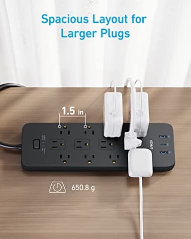 Anker Power Strip Surge Protector (2100J), 12 Outlets with 2 USB A and 1 USB C Port for Multiple Devices, 5ft Extension Cord, 20W Power Delivery Charging for Home, Office, Dorm Essential, TUV Listed - Image 5