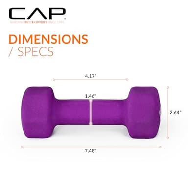 CAP Barbell Neoprene Dumbbell Weights, 5 lb Pair, Violet - Image 3