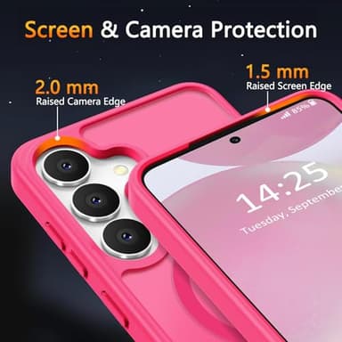 LATVIN Phone Cover for Samsung Galaxy S25 Case | with 1 Screen Protector, Compatible with MagSafe, Magnetic, Military Grade Protection, Translucent Matte Frosted Back, Hot Pink - Image 3