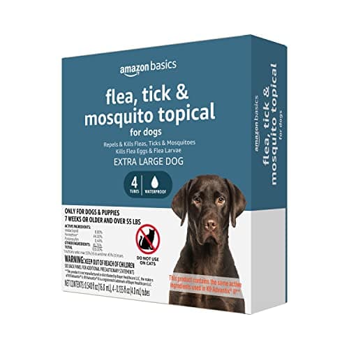 Amazon Basics Flea, Tick & Mosquito Topical for X-Large Dog (over 55 pounds), 4 Count - Image 1