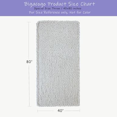 Bigacogo Chunky Knit Throw Blanket for Couch, 40x80 inches, 100% Hand Knitted with Thick Jumbo Chenille Yarn, Cozy Soft Large Rope Knot Cable Crochet Blankets for Sofa Bed Living Room, Mint - Image 2