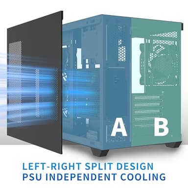 MUSETEX ATX PC Case, 3 x 120mm Fans Pre-Installed, 360MM RAD Support, 270° Full View Tempered Glass Gaming PC Case with Type-C, Mid Tower ATX Computer Case, Black, Y6 - Image 5