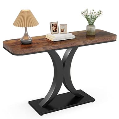 LITTLE TREE Industrial Entryway Console Table, Compact Foyer Hallway Accent Table for Small Space - Image 1