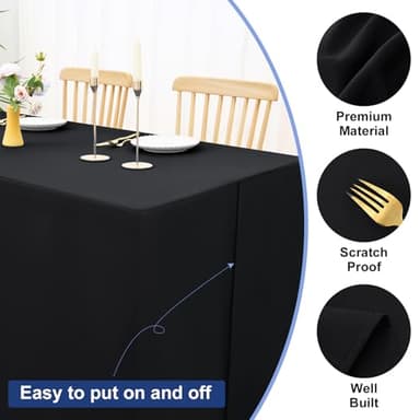 homing 2 Packs Rectangle Fitted Tablecloth, Washable Fabric Table Cloth for 6 Foot Tables, Water Resistant Table Cover for Party, Trade Show, Outdoor and Indoor (Black, 30" x 72") - Image 3