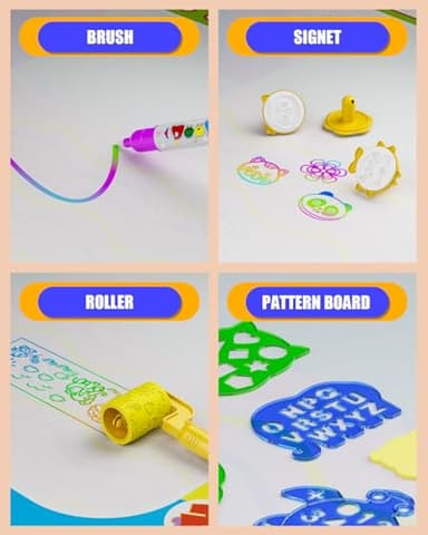 2 in 1 Water Doodle Mat,60 x 40 Inch Extra Large Drawing Mat with Backpack,Hopscotch Rug Design on Back,Educational Toys Gifts for Kids Boys Girls,Mess Free Painting for Toddlers Age 3-12 Year Old - Image 6