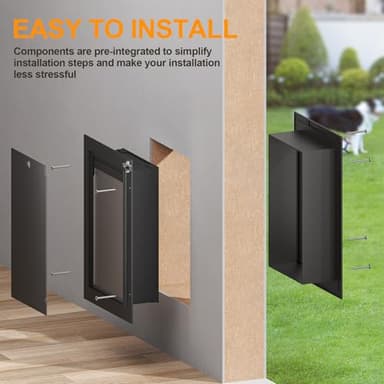 Dog Door for Wall, All Aluminum Large Doggy Door Doggie door, Pet Door Easy to Install, 2 Magnetic Flaps Energy Efficient, Wide Telescoping Tunnel for Interior & Exterior Walls, Pet Up to 110 Lb-Black - Image 8