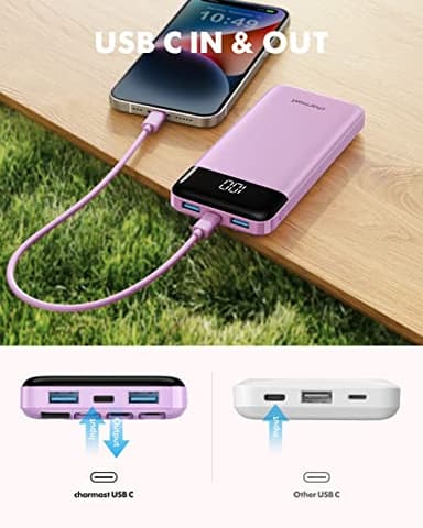 charmast Portable Charger with Built in Cables, Power Bank with Cords Wires, Slim 10000mAh Travel Battery Pack 6 Outputs 3 Inputs 3A Fast Charging for Samsung Google Pixel LG Moto iPhone iPad - Image 8