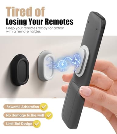 Nearockle 4 Pack Magnetic Remote Control Holder Wall Mount, Upgraded Silicone Remote Control Organizer Strong Adhesive TV Remote Charger Holder Caddy Back of TV(Black & White) - Image 5