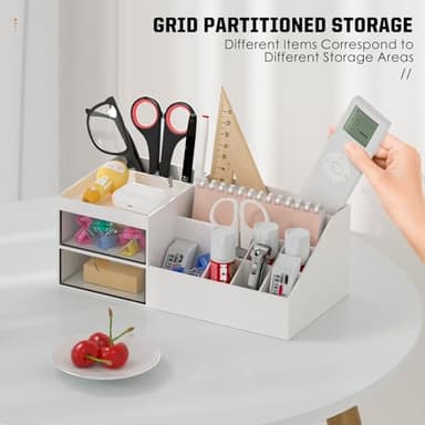 Subsky Makeup Organizer with Drawers, Easy Storage for Beauty Products Brushes, Multifunction Plastic Desk Organizer, Cosmetics Organizer for Countertop Dresser Vanity and Bathroom (White) - Image 7