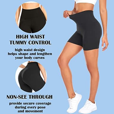 FULLSOFT High Waisted Biker Shorts for Women-5" Tummy Control Fitness Athletic Workout Running Yoga Gym Soft Shorts (Black,Small-Medium) - Image 6