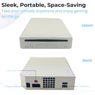 Nintendo White Premium Wii Console with 2 Remotes, 2 Nunchucks, Dual Dock Stand, Sensor Bar, AV Cable (Renewed) - Image 3
