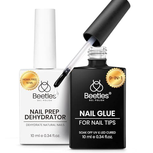 Beetles 9 In 1 Gel Nail Glue Nail Dehydrator Kit for Acrylic Nails Acid Free & Hema-Free Professional Dehydrator Prep for U V Gel Polish Long Lasting Led Lamp Required - Image 1