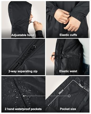 33,000ft Women's Waterproof Long Rain Coats Packable Rain Jacket with Hood Trench Coats Windbreaker - Image 4