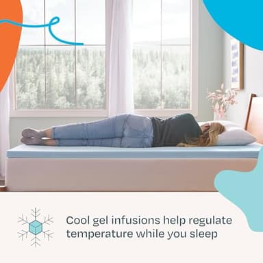 LINENSPA Memory Foam Mattress Topper - 2 Inch Gel Infused Memory Foam - Plush Feel - Cooling and Pressure Relieving - CertiPUR Certified - Dorm Room Essentials - Queen Size - Image 2
