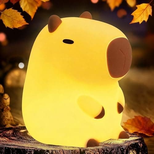 YR YRHH-PET Capybara Cute Night Light, Squishy Capybara Lamp Xmas Gifts Toys, Rechargeable LED Dimmable Silicone Nightlight for Kids, Funny Light Up Capibara, Baby Nursery College Dorm Fall Décor - Image 1