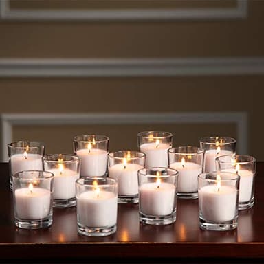 Hosley 48-Pack Ivory Unscented Votive Candles, Clear Glass, 10-12 Hr Burn, Hand-Poured, Ideal for Weddings, Parties, Aromatherapy, Holidays, Gifts - Image 2
