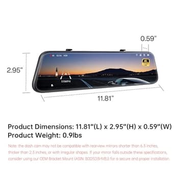 Pelsee P12 Pro 4K Mirror Dash Cam, 12'' Rear View Mirror Camera Smart Driving Assistant w/ADAS and BSD,2160P Front and 1080P Rear Camera,Voice Control,Night Vision,Parking Monitoring, 32G Memory Card - Image 8