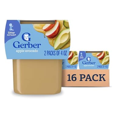 Gerber 2nd Foods, Apple Avocado Pureed Baby Food, 4 Ounce Tubs, 2 Count (Pack of 8) - Image 1