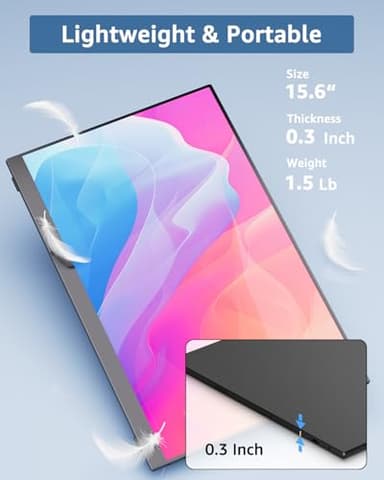 Yodoit Portable Monitor for Laptop, 15.6" 1920×1080 Travel Monitor FHD Screen IPS Display with USB Type C Port, Speakers and Smart Cover Compatible with PC, MacBook, Xbox (Black) - Image 2