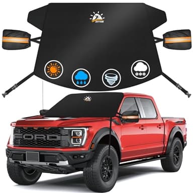Zettum Car Windshield Cover for Ice and Snow - 600D Windshield Snow Cover with Side Mirror Cover Heavy Duty, Standard Winter Frost Hail Protector for Most Car, Truck, SUV, Van and MPV (70 x 50 Inch) - Image 1