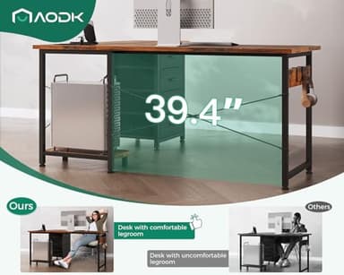AODK L Shaped Desk with 4 Tier Drawers, 53" Reversible Gaming Desk with Power Outlets, L Shaped Computer Desk with USB Charging Port and Host Stand, Home Office Corner Desk, Easy to Assemble, Vintage - Image 6