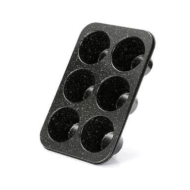 Monfish Jumbo muffin pan 6 Cup, deep muffin pan extra large cupcake tin black granite finish carbon steel baking pan 3.5dia x3 inch cup - Image 1