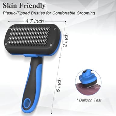 Dipoo Self-Cleaning Brush for Pet Deshedding - Skin-Friendly Grooming Tool for Dogs and Cats, Blue - Image 4