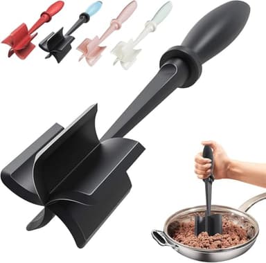 Upgrade Meat Chopper, Heat Resistant Meat Masher for Hamburger, Ground Beef Smasher, Nylon Hamburger Grinder Utensil for Ground Beef, Non Stick Mix Ground Chopper, Mix and Chop Potato Masher Tool - Image 1