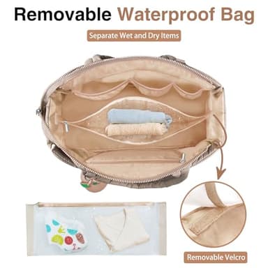KUBYA Diaper Bag Tote, Baby Diaper Tote Bags Crossbody Hospital Travel Large Mommy Bag, with Silicone Pacifier Case - Image 3