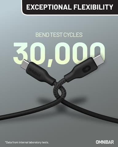 Omnibar Silicone USB C to USB C Cable (6FT, Black), 240W USB C Fast Charging Cable, USB Type C Charger Cord for iPhone 16 15 Samsung S25 S24 iPad MacBook Pro Laptop Tablet Switch Steam Deck PS5 GoPro - Image 5