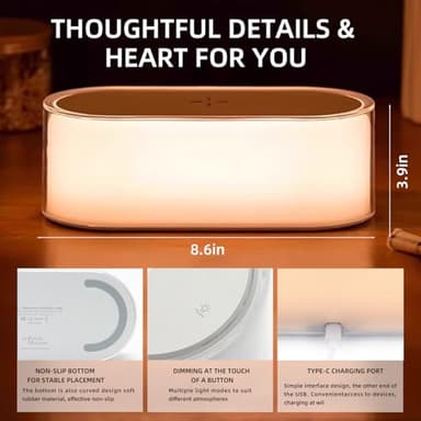 Bedside Night Light - Touch LED Lamp with Wireless Charger,Dimmable 2800K-6000K Warm White Light & Color Changing RGB, 400mAh Battery,Charging stationfor Living Room, Office Desk - Image 5