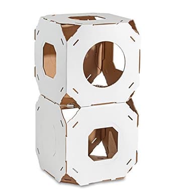 Catty Stacks Durable, Modular Cat House Cubes/Cat Condos, Made in USA (2-Pack (New! with Bridge), Snow White) - Image 2