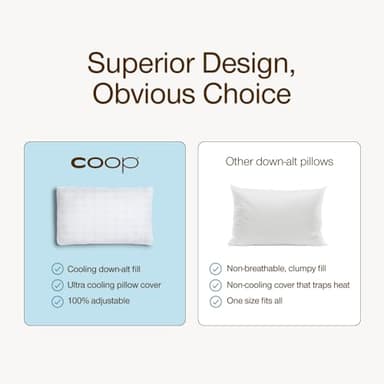 Coop Home Goods Essence Cooling Down Alternative Pillows Set of 2, Queen Size Adjustable Cooling Pillow for Hot Sleepers, Cool-Touch Luxury Hotel Pillows for Stomach, Back, or Side Sleepers 27x17 - Image 7