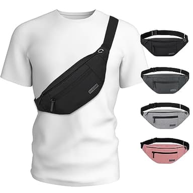 MAXTOP Large Crossbody Fanny Pack with 4-Zipper Pockets,Gifts for Enjoy Sports Festival Workout Traveling Running Casual Hands-Free Wallets Waist Pack Phone Bag Carrying All Phones - Image 1