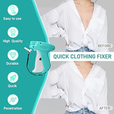 Stitch Gun for Clothes, Handheld Stitch Gun Quick Clothing Fixer,Sewing Kit Includes 1,000 Black Fasteners & 1,000 White Fasteners & 6 Needles,Tagging Gun(Blue) - Image 5