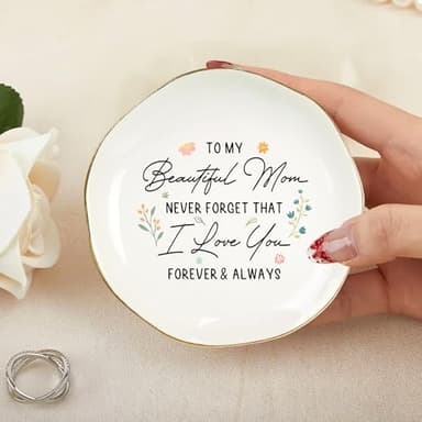 WANDER PRINTS Mothers Day Gifts For Mother - Ceramic Ring Dish Jewelry Tray for Mom - Never Forget That I Love You - Valentines Day Christmas Birthday Gifts for Mom from Daughter Son - Image 6