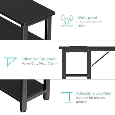 Lufeiya Small L Shaped Desk with Power Outlet Shelves, 40 Inch Corner Computer Desk for Small Space Home Office, L-Shaped Gaming Desk PC Desks with Charging Station, Black - Image 9