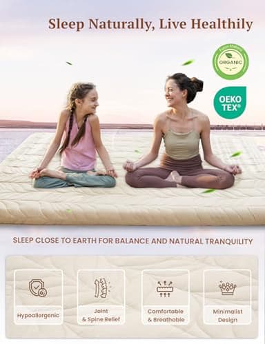 ZonLi Japanese Floor Mattress Futon Mattress Twin Size, 4" Thicken Roll Up Tatami Mat w/ 100% Cotton Washable Cover, Portable & Foldable Floor Bed Mattress for Sleeping, Dormitory, Adult Kids, Khaki - Image 3
