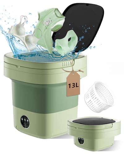 Portable Washing Machine, Mini Washer 13L Upgraded Capacity with 3 Modes Deep Cleaning for Underwear, Shirt, Baby Clothes, Small Items.Foldable Mini Laundry Washer for Apartments,Camping,Travel(Green)