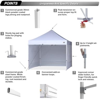 ABCCANOPY Easy Pop Up Canopy Tent with Sidewalls 10x10 Commercial -Series, White - Image 2