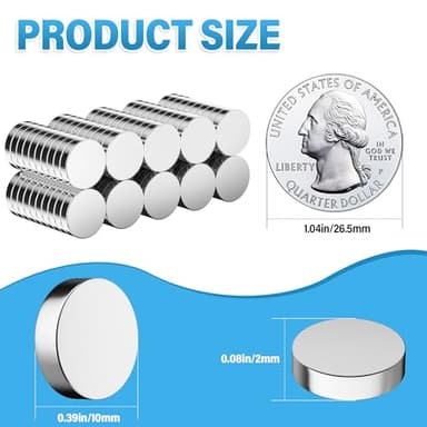 100PCS 10×2MM Round Refrigerator Magnets, Small Rare Earth Neodymium Magnets, Fridge, Office, Whiteboard, Durable Cute Magnets - Image 2