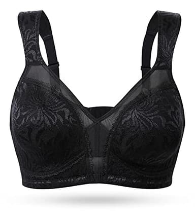 Wingslove Women's Full Coverage Non Padded Comfort Minimizer Wire-Free Bra Plus Size(Black,38DD) - Image 6