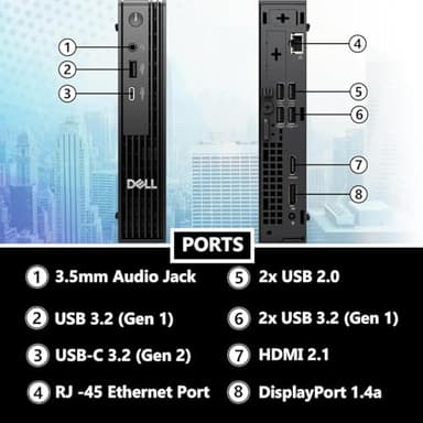 Dell Pro Micro Business Desktop(Replace Optiplex 7020 MFF), Intel i5-12500T, 6 Cores, up to 4.40 GHz, 16GB DDR5 RAM, 512GB PCIe SSD, RJ-45 Ethernet, HDMI, DP, WiFi 6E, Windows 11 Pro - Image 2