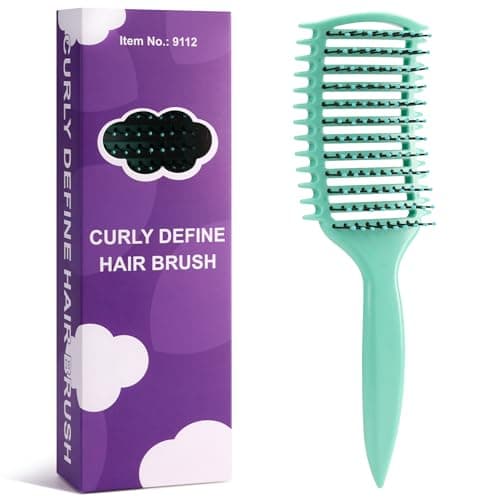 Curl Defining Brush, Detangler Brush for Curly Hair, Vented Curly Hair Brush Products, Detangling Shaping and Defining Women's Curls on Wet or Dry Hair Types, Reduces Frizz (Green) - Image 1