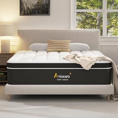 Ayeawo Firm King Size Mattress, 12 Inch Hybird King Bed Mattress with Gel Memory Foam and Pocket Springs, Comfort Bed in a Box, Pressure Relief and Motion Isolation, 365-Night Trial, CertiPUR-US - Image 1