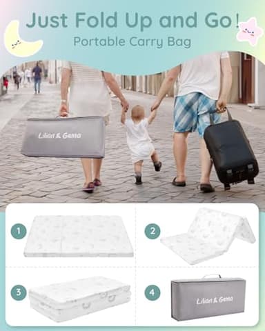 Lilian&Gema Pack and Play Mattress 38"x26"x1.5", Pack N Play Mattresses Pad for Play Pen and Playard, Premium Foam Playpen Mattress Topper with Washable Cover & Traveling Bag for Baby Toddler - Image 8