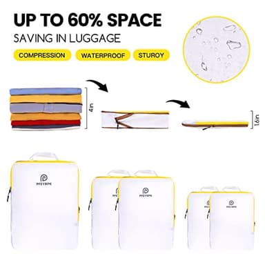 PFEYRPK Lightweight Compression Packing Cubes for Suitcases, Compressible Expandable Travel Packing Organizer with Clear Toiletries and Backpack Bag, Travel Essentials for Carry on Luggage 7 Set - Image 3