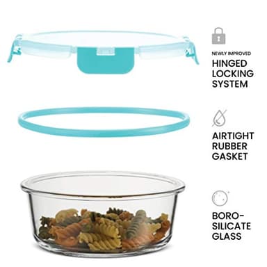 FineDine 24 Piece Glass Storage Containers with Lids - Leak Proof, Dishwasher Safe Glass Food Storage Containers for Meal Prep or Leftovers, Teal - Image 6