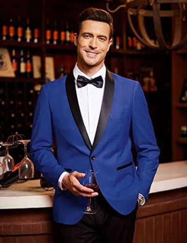 COOFANDY Men's Tuxedo Jacket Wedding Blazer One Button Dress Suit for Dinner Prom Party Blue - Image 3